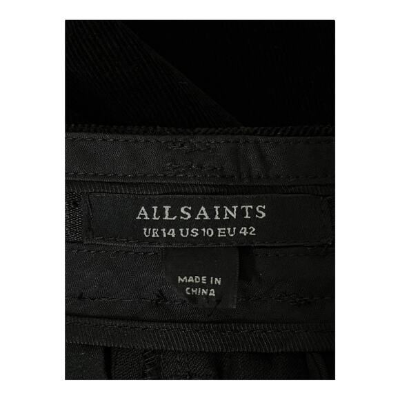 AllSaints pants Adlai corduroy wide leg trousers black size 10 - Picture 5 of 5